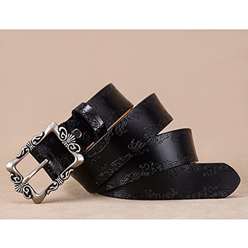 Women Carved Hollow Alloy Pin Buckle Leather Belt Unisex Vintage Genuine Cowhide Leather Belt for Jeans Pants2