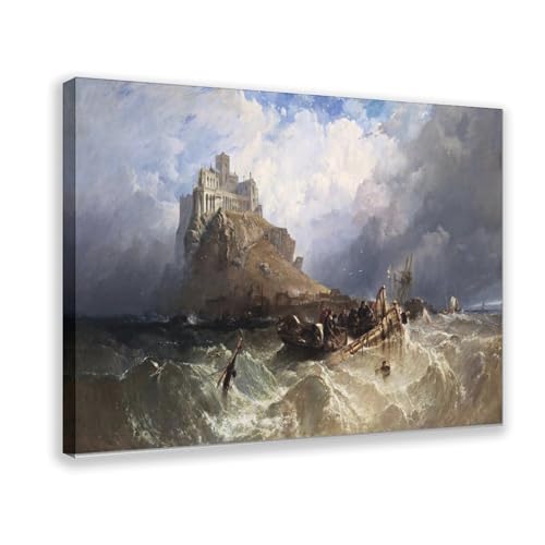 Toile tendue Mount St Michael Clarkson Stanfield affiche art haut de gamme