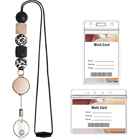 [Retractable Cruise Lanyard for ID Badges and Keys with Badge Holders, Kaptron Cute Teacher, Silicone Beaded for Women, Nurses, Office, School with 2 Waterproof Card Holders Cover