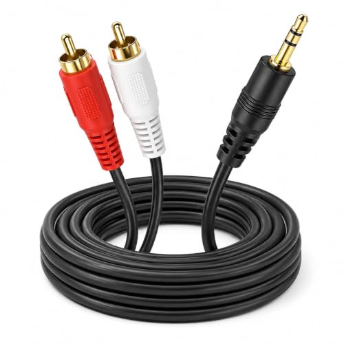 Image of Pipestation RCA to 3.5mm Aux Cable 1.5m, Stereo Phono to 3.5mm Jack Audio Lead, Gold-Plated 2 RCA Male to 3.5mm Male Cable for Hi-Fi, Amplifier, TV, Speakers, PC, Phone and Tablet