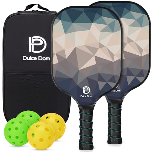 DULCE DOM Pickleball Paddles Set (2) with 4 Balls and Bag