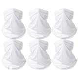 PuddingStation 6 Pieces Summer Face Cover For Men Women UV Neck Gaiter Protection Face Breathable Sunscreen Bandana Cycling Running (white(6-pack))