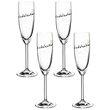 Leonardo Presente Sekt-Glas Set Mädelsabend, 4 Stück, spülmaschinenfeste Prosecco-Gläser, Champagner-Kelch mit Schriftzug, Geschenk-Idee, 200 ml 044517