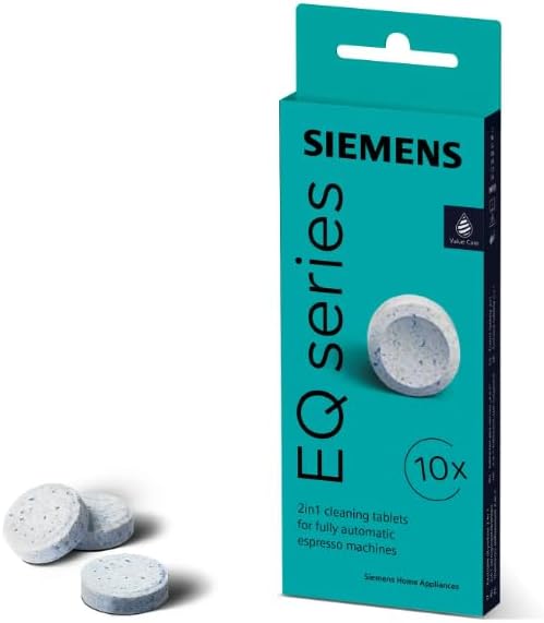 Siemens TZ80001A temizleme tabletleri, 10 adet, kahve yağı kalıntılarını ideal şekilde giderir, orijinal aksesuar, EQ serisi tam otomatik kahve makineleri ve ankastre tam otomatik makineler için