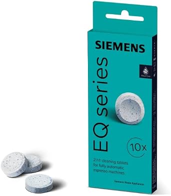 Siemens TZ80001A cleaning tablets, 10 pieces, ideally remove coffee oil residues, for original accessory, EQ series fully automatic coffee machines and built-in fully automatic machines [Energy Class B]