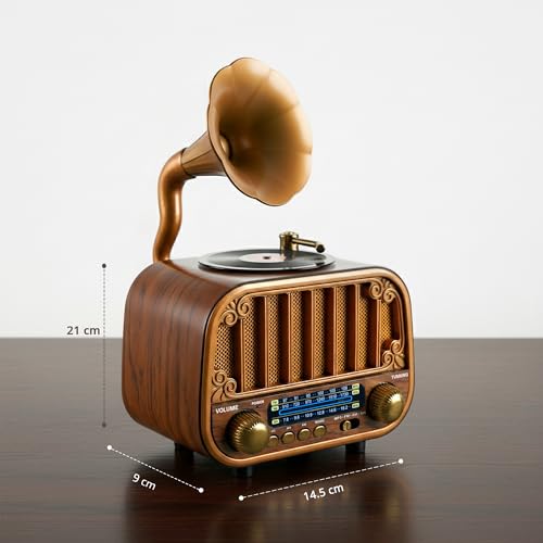 Image of iBELL Rhythm 540 Vintage Bluetooth Speaker with AM /FM /SW Radio | 3 Band Portable Retro Radio | USB Port & TF Card Slot | MP3 Playback | 5V DC Powered Wireless Music System (Wood Finish)