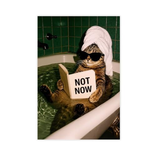TIANDIGEN funny cat canvas poster wearing sunglasses