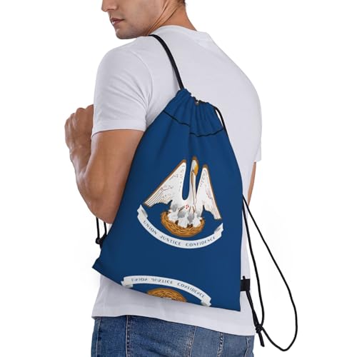 Medium Drawstring Bag - Sport Louisiana State Flag Print Sackpack for Yoga, Dance, Travel, Hiking - Lightweight Storage3