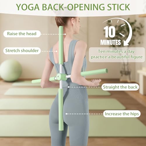 Yoga Stange für Haltungskorrektur – Anti-Buckel Yoga Stick für Rücken & Nacken, Yogastange Kreuz mit Edelstahlkern mit Schaumstoffgriff, Ideal für Ganzkörper-Training, Stretching und Fitness