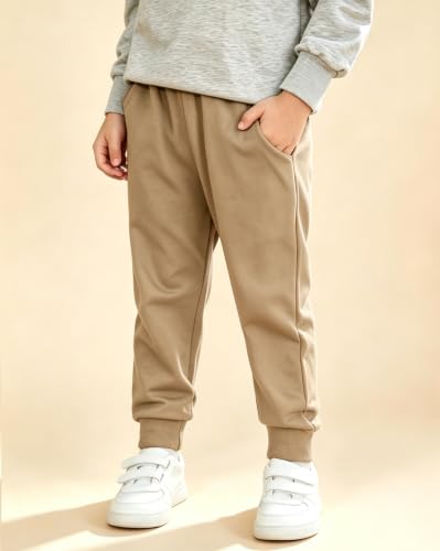 Image of GFQLONG Toddler Boys 2 Pack Cotton Active Jogger Sweatpants,Kids Casual Athletic Solid Pocket Pull On Pants