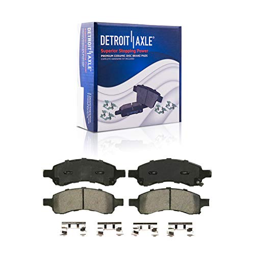 Image of Detroit Axle - Front Brake Kit for Chevy Traverse GMC Acadia Buick Enclave | Saturn Outlook Drilled & Slotted Brake Rotors Brake Calipers w /Brackets Ceramic Brake Pads Replacement [12.80 inch Rotors]