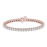 La4ve Diamonds 1.00 Carat Real Diamond Circle Link Tennis Bracelet (J, I3) Rose Gold Rhodium Plated...
