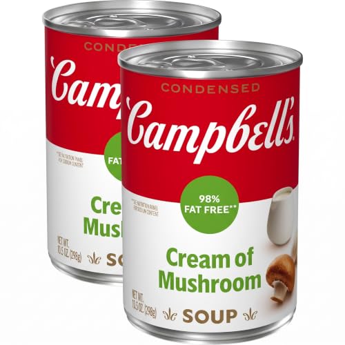 Campbell’s Condensed 98% Fat Free Cream of Mushroom Soup, 10.5 Ounce Can (Pack of 2)