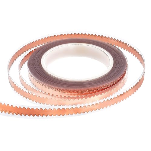 PH PandaHall 54 Yards Copper Foil Tape 9.5mm Wide Scalloped Metal Adhesive Tape Double Edged Conductive Adhesive Rose Gold Foil Tapes for Stained Glass Handicrafts Repairs DIY Crafting Supplies