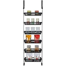 Smart Design Over-the-Door Organizer for Storage Perfect for Pantry Organization, Bedroom, Bathroom Storage, Playroom, or Kitchen - Adjustable Steel Frame with 6 Baskets & Wall Mount Black