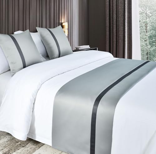 Guest Ruyunlai Bettläufer & Schals Graue dunkle Streifen,Weich Mode Satin Bettlaufer für Gästehaus Hotel Schlafzimmer Dekoration 240X50cm für 1.8m Bett Guest Ruyunlai Bettläufer & Schals Graue dunkle Streifen,Weich Mode Satin Bettlaufer für Gästehaus Hotel Schlafzimmer Dekoration 240X50cm für 1.8m Bett