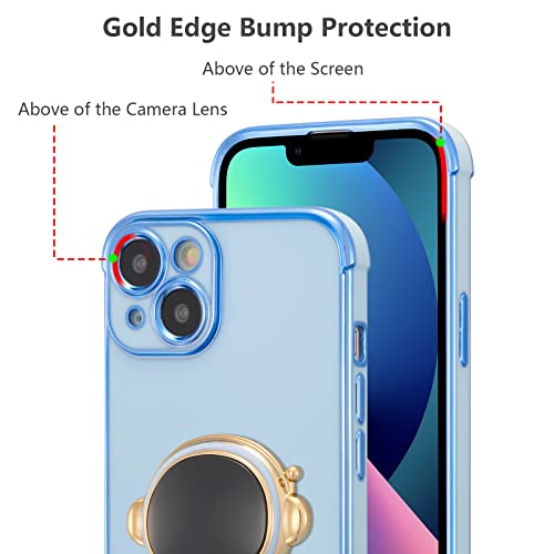 Coque iPhone 13 antichoc protection silicone bleu et support space man - 4