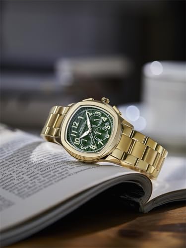 Image of French Connection Megachron | Olive Green Dial | Gold Stainless Steel Strap | Watch for Men - FCD5GM