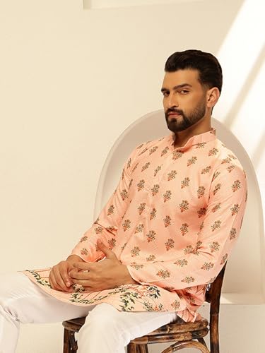 Image of SOJANYA (Since 1958 Men's Cotton Daman Print Long Kurta|Traditional Outfit for Navratri & Garba Nights