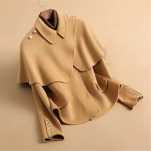 Women Spliced Woolen Jacket Detachable Cloak Thick Cardigan Outwear Woolen Coat3