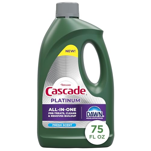 Image of Cascade Platinum Dishwasher Liquid Gel, Dish Soap for Dishwasher With the Grease Fighting Power of Dawn, Fresh Scent, 75oz (Pack of 1)