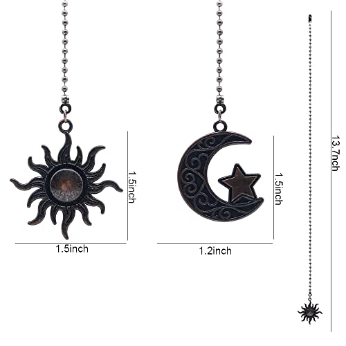 Dotlite Ceiling Fan Pull Chain Set Decorative Totem Bohemia Pull Chain Pendant Extension 12 Inches Lighting Fan Beaded Ball Fan Pull Chain Extender Ornament With Connector Moon And Sun (Bronze) #TOP1