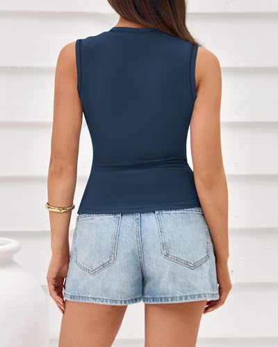 Image of BTFBM High Neck Tank Top for Women Sleeveless Ribbed Y2k Clothes Basic Shirts Going Out Outfits Spring Summer Tops 2026