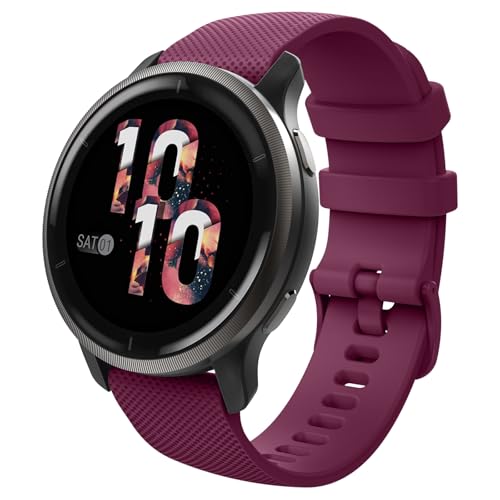 MoKo Correa de Reloj Compatible con Garmin Vivoactive 4S/Venu 4 41mm/3S/2S/Forerunner 265S/255S/255S Music/Vivomove 3S, 18 mm Correa Deportiva de Repuesto Silicona, Vino Tinto