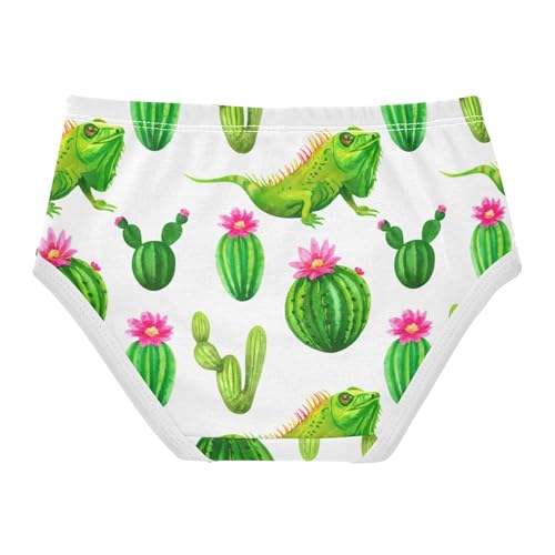 Cacti Watercolor Iguanas Floral Panties for Girl Girls Underwear Toddlers Cotton Flower Briefs Underpants 2t2