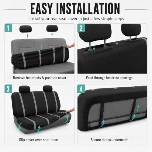 Image of FH Group Car Seat Covers Rear Set Cloth - Car Seat Covers with Removable Headrest,Universal Fit,Automotive SeatCovers,Washable Car SeatCover for SUV,Sedan,Van Gray