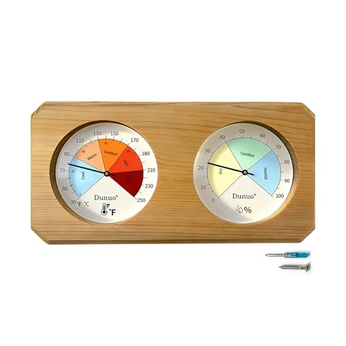 2-in-1 Sauna Thermometer & Hygrometer, Handmade from Canadian Red Cedar Wood, Fahrenheit & Celsius Dual Scale, Easy-Read Comfort Zone Indicator for Home Sauna Room