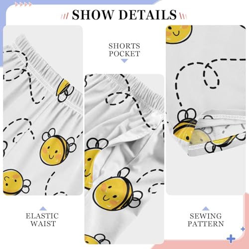 ZZXXB Lovely Bee Flying Boys Long Pants Soft Trousers Elastic Waist Kids Lounge Bottoms with Pockets S-XL4