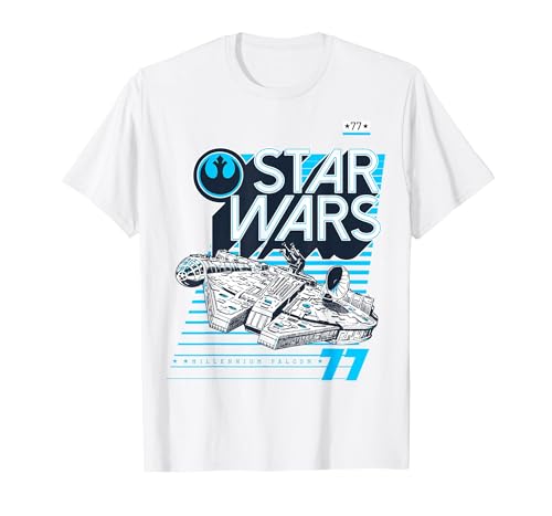 Image of Star Wars Retro Falcon 77 T-Shirt, Men, White, Large