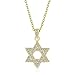 Produktbild Bling Jewelry Traditioneller Hanukkah Davidstern Anhänger Halskette: Zirkonia Akzente Vergoldet Mit 14 Karat Gold & Sterlingsilber Für Frauen Und Teenager Zur Bat Mitzvah