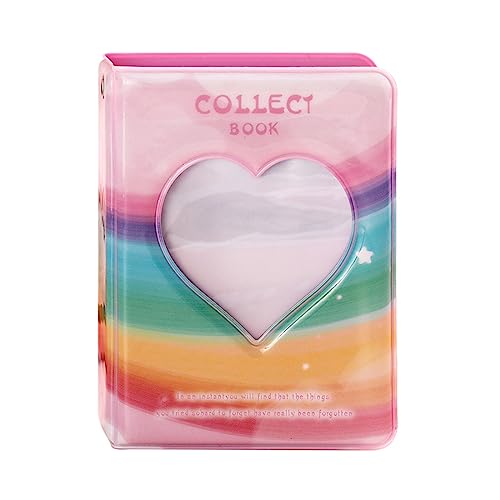SURALIN Mini Album Fotografico 40 Tasche Kpop Photo Card Holder Love Heart Hollow Raccoglitore Per Collezione Foto (Arcobaleno)