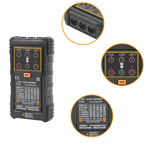 Image of Portable Handheld Three Phase Motor Rotation Indicator Tester Motor Rotation Tester for Installing Repairing Maintaining Three Phase System