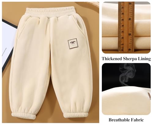 Happy Cherry Toddler Kid Casual Fleece Lined Jogger Pants Winter Warm Regular Fit Sweatpants 1-12Y2