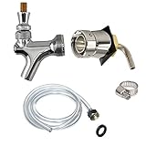 Chrome Beer Faucet with Brass Lever Chrome Elbow Shank Assembly 5 Feet of 3/16" I. D. (7/16" O. D. ) Clear Beer Line with hex nut assembly 3/16" Stainless Worm Drive Clamp Neoprene Coupler Washer