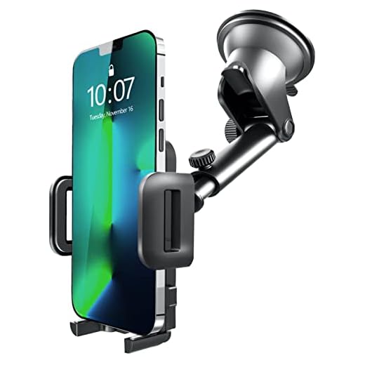 GVTECH Support de téléphone de Voiture, Support de Tableau de Bord, Universel Rotatif à 360 °, Bras Extensible avec Un Bouton de déverrouillage pour iPhone 11 12 Pro Max XS Max XR X 8 Plus, Samsung