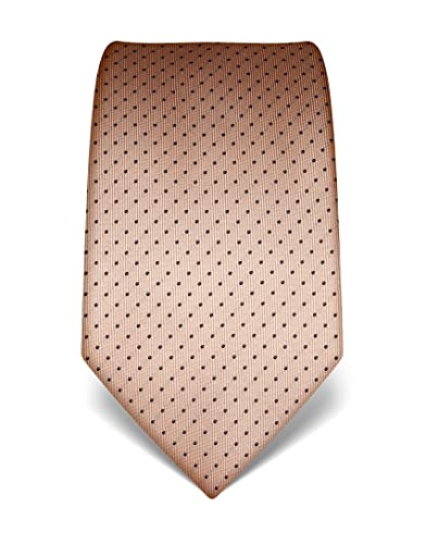 Vincenzo Boretti Cravate homme, pure soie, haute densité de tissage, anti-tâches, anti-salissures, hydrofuge, longue, accessoire pour la chemise et costume - motif à pois écru Cover