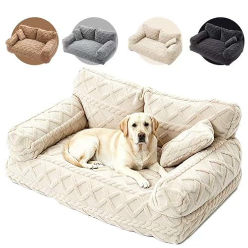 Plush Calming Pet Sofa Bed with Removable Cover Large Dog Sofa Bed and Cat Couch Bed for Furniture Protector Dog Mat for Couch and Car Use Soft Pet Bed for Couch and Dog Furniture