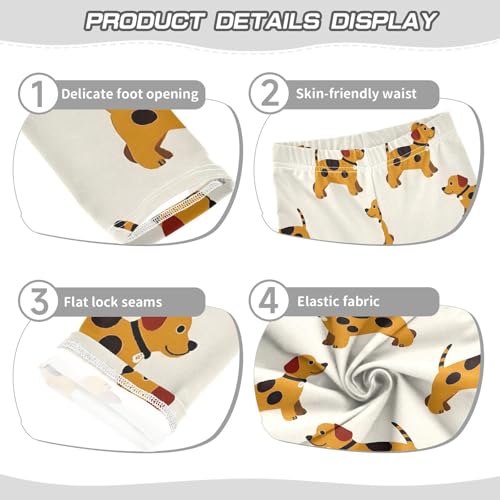 ALAZA Girls' Leggings Children's Yoga Pants Skinny Printed Dance Dogs Khaki Comfortable 4T2