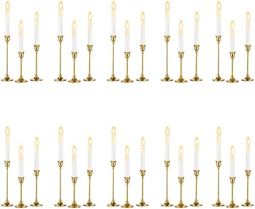 Set of 30 Gold Candle Holders for Candlesticks, Inweder Taper Candle Holders, Tall Metal Candlestick Holders for Table Centerpiece, Wedding, Home Decor, Dining, Party, Fits 3/4 inch Thick Candles