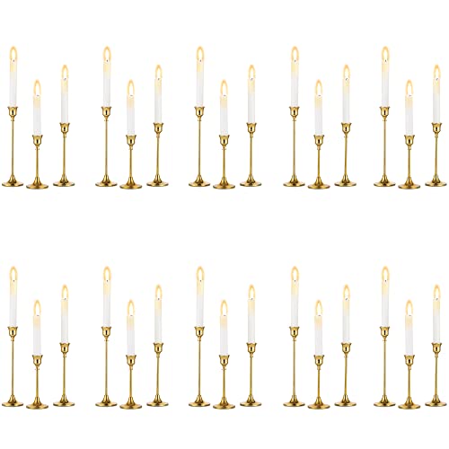 Set of 30 Gold Candle Holders for Candlesticks, Inweder Taper Candle Holders, Tall Metal Candlestick Holders for Table Centerpiece, Wedding, Home Decor, Dining, Party, Fits 3/4 inch Thick Candles