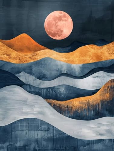 Peinture diamant bleu pour salon : créez votre toile 5D montagne 70x90cm