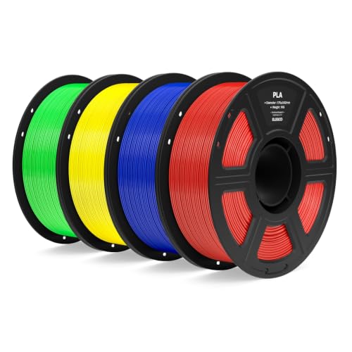 Image of ELEGOO PLA 3D Printer Filament Bundle 4KG Red /Dark Blue /Yellow /Neon Green | 1.75mm Dimensional Accuracy + /- 0.02mm, 4pcs 1kg Spools, Fit Most FDM 3D Printers