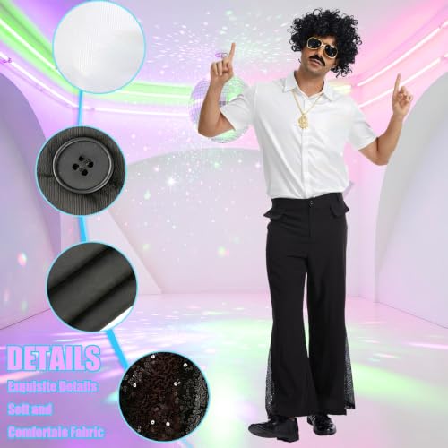 YLZFEQFN 70s Disco Outfits for Men 1970s Disco Costume Mens，White：3X-Large by YLZFEQFN - Used condition - Image 4