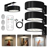 Bildbeleuchtung Kabellos mit Fernbedienung, 3 Stück Magnetisches LED Bilderleuchte Dimmbar & Wiederaufladbar, Bild Licht 3 Lichtfarben, Bilderrahmen Licht, Bilderlampe für Wand, Regal, Bilder