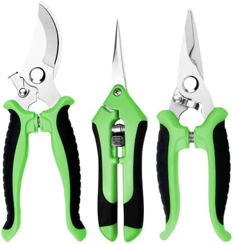 3 Piezas Tijeras de Podar, Tijera Jardineria con Mango de Bloqueo...