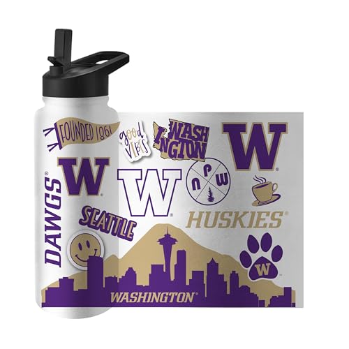 Image of Logo Brands NCAA Native 34 oz Quencher Water Bottle - | Local Icons Design | Double-Wall Insulated| Leak-Proof Lid & Built-In Straw